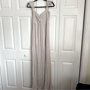 Aakaa Womens Maxi Dress Smocked Flutter Strap Flowy Boho Beachy Sz L Resortwear